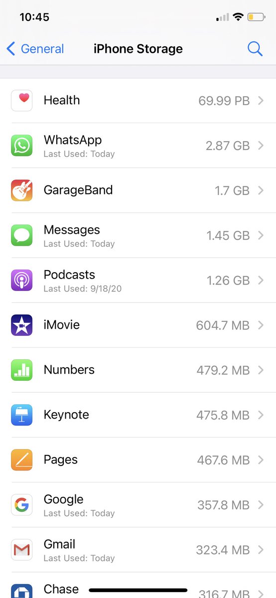 Since iOS 14 I charge my phone 4 times a day.  Now it’s telling me that I have more than 69 Petabytes of storage ⁦<a href="/AppleSupport/">Apple Support</a>⁩