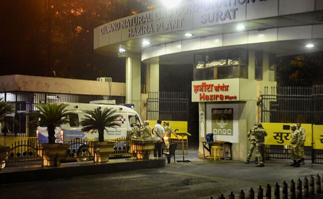 OpinionExpress's tweet photo. #ONGCHaziraPlantFire: "The fire broke out in the inlet gas terminal after three massive blasts at 3:05 am. #ONGC
#OngcFire #OngcBlast https://t.co/Mlw1HOsn4q