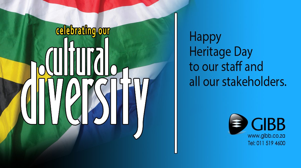 GIBB_Eng's tweet image. As we celebrate our culture and diversity, let us not forget to show compassion and empathy towards others, now more than ever. Happy Heritage Day to our staff and all our stakeholders.