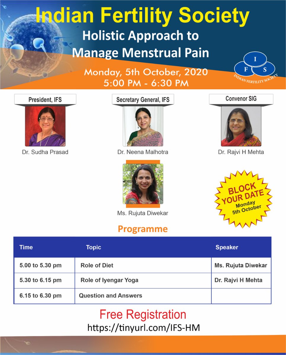 Join this initiative of bringing ancient Indian Wisdom through dietary guidance and Iyengar Yoga to the medical fraternity.  The event is free and open to all.  Block the dates 
#menstruation #menstrualpain #Iyengaryoga  #bksiyengar #geetaiyengar #indianfood #asana <a href="/rujutadiwekar/">Rujuta Diwekar</a>