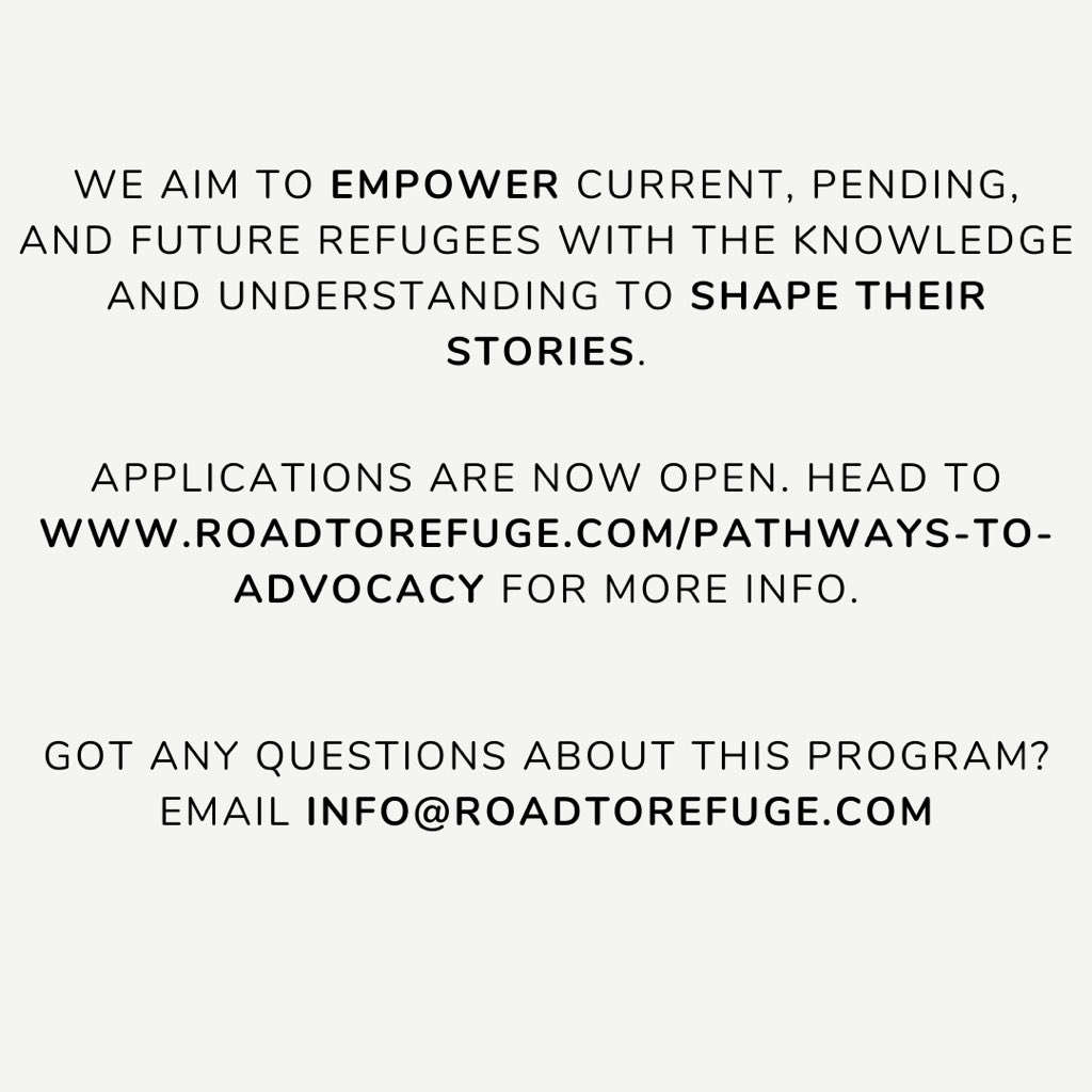 We just announced a new program! Check out our event for Pathways to Advocacy below! facebook.com/events/s/pathw… #refugee #refugeeswelcome #refugeeartists #COVID19 #supportrefugees
