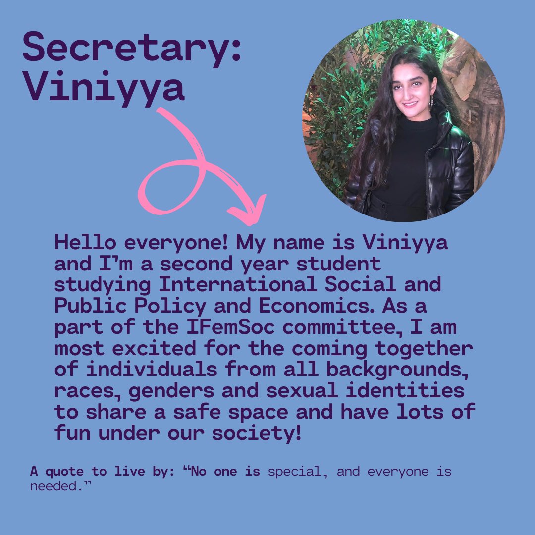 Hello from your iFem Soc committee! We can’t wait to see you today at the Welcome Fair - we’ll be on Zoom from 9am-12pm and available on all social media platforms until 5pm to answer all of your questions x