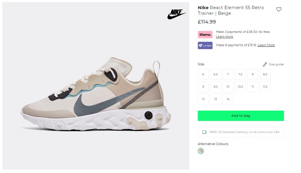 nike react element 55 footasylum