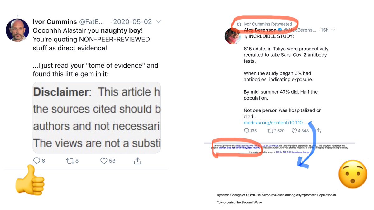 When he criticizes someone for quoting non-peer-reviewed evidence, but then he retweets... yes, non-peer-reviewed evidence