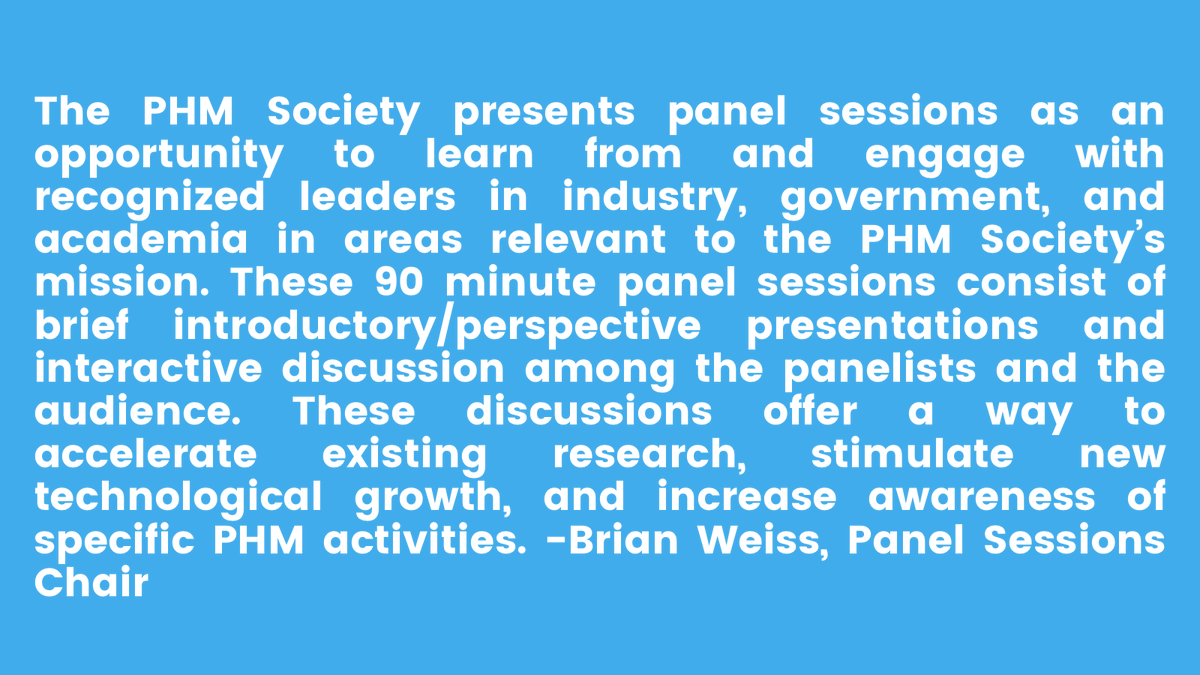 phmsociety's tweet photo. Check out the panel sessions at PHM conference 2020!
For more information visit: https://t.co/HlhSyNp2Hp
@phmsociety #phmsociety #phm2020 #conference #PredictiveAnalytics #Assetmanagement https://t.co/lFviWUmXYy