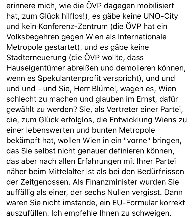 Robert Menasse an Gernot Blümel (Screenshot via Andreas Mailath-Pokorny)