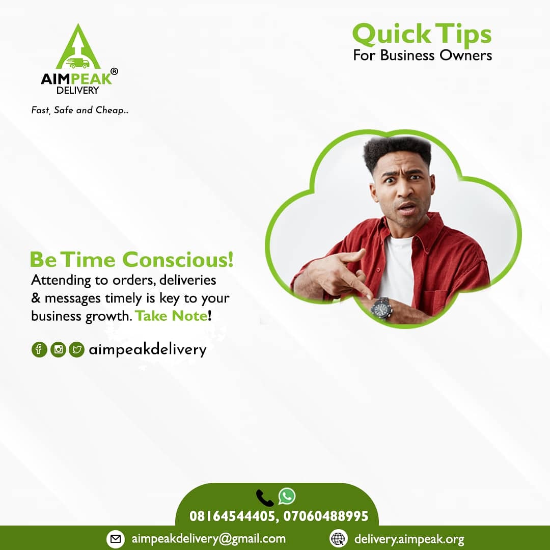 TIME CONSCIOUSNESS
#aimpeakdelivery 
#osundelivery 
#osogbodelivery
#osogbologistics
#osunlogistics
#logisticsinosun 
#logisticsinosogbo 
#deliveryinosunstate
#deliveryinosun
#deliveryinosogbo
#ibadandelivery 
#oyostatedelivery
#ibadanlogistics
#oyostatelogistics