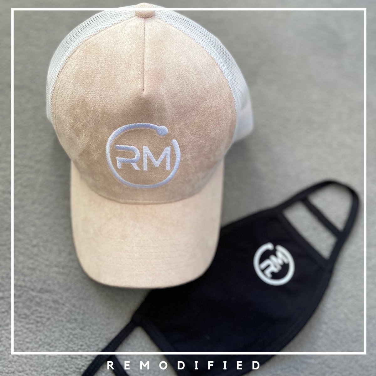 ModifiedRe's tweet photo. Prepared for the day ahead with our 
Beige Suede Mesh Trucker &amp; Face Mask which is required for todays new normal 

Check out our website for all your essential needs, hats, gym wear T shirts and face masks

https://t.co/e6uW713fsz https://t.co/r0ovTlcIvJ