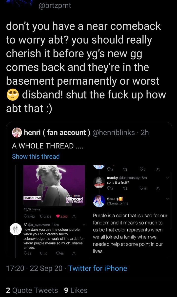 OP, a swiftie and a blink, was making fun of the fandom because they were being corny and look who gets dragged. Definitely not the fan. Blackpink.