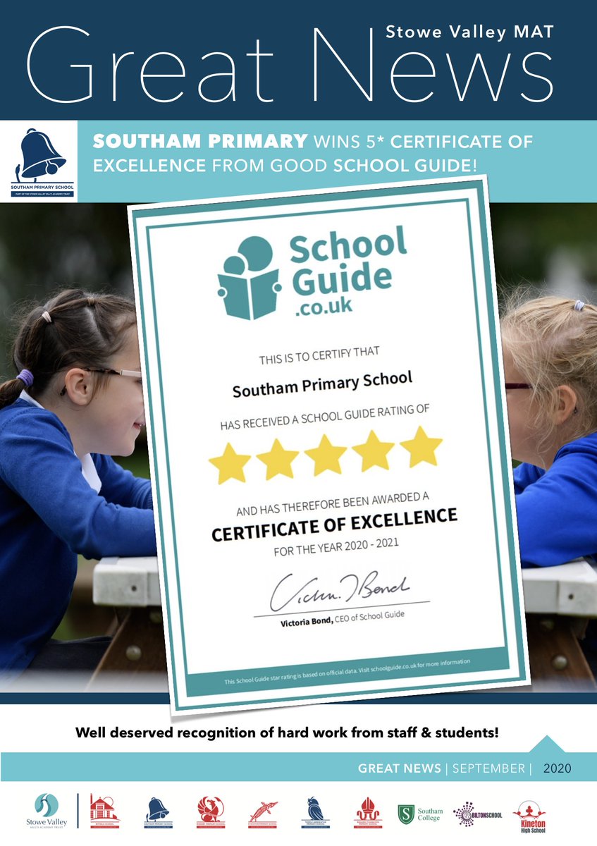 SOUTHAM PRIMARY SCHOOL wins 5* Certificate of Excellence from Good School Guide!

Well deserved recognition of hard work from staff &amp; students!