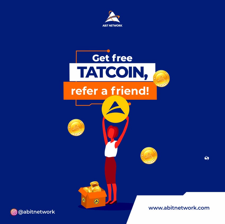 tatspaceapp's tweet image. Hello Tatas, do you know that for every friend you refer to buy Tatcoin you get $5 credited to your tatcoin wallet.

Don't get it twisted, it's not a pyramid scheme, just our way of appreciating you for believing in ABiT.
#abitnetwork #buytatcoinnow #COVID19