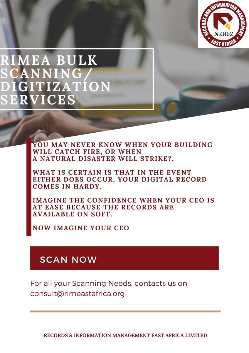 DonVictorSimon's tweet photo. Someone here may be looking for such services #BulkScanning #Digitization
Glad to engage
Cc @RecordsEA https://t.co/uO7L4nYlwf