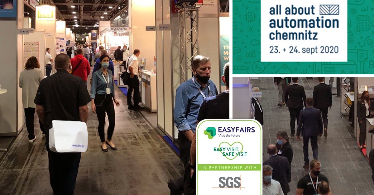 Having conversations in real life and doing business together: the live event All About Automation Chemnitz in Germany is welcoming exhibitors and visitors in safe spaces. Thankful for all people who are visiting! @aaamesse #easyfairs #live #events #safe