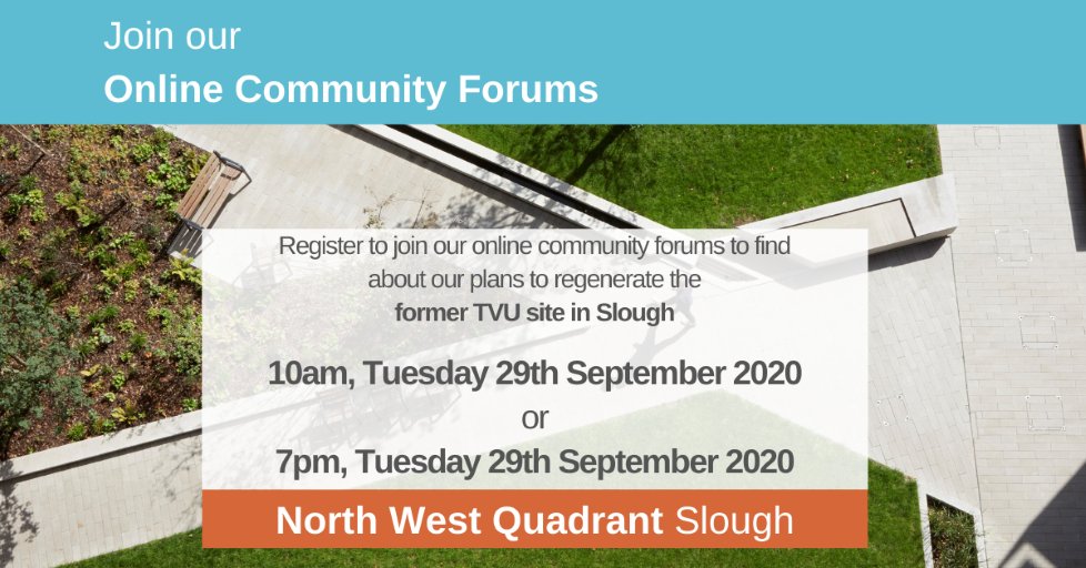 SloughCouncil's tweet photo. Two online forums will be held next week by @NWQslough for residents to learn about plans for the former TVU site in the centre of the town. Times and how to get involved here - 
https://t.co/h9Z9KneSRT https://t.co/WGLMPZOFlu