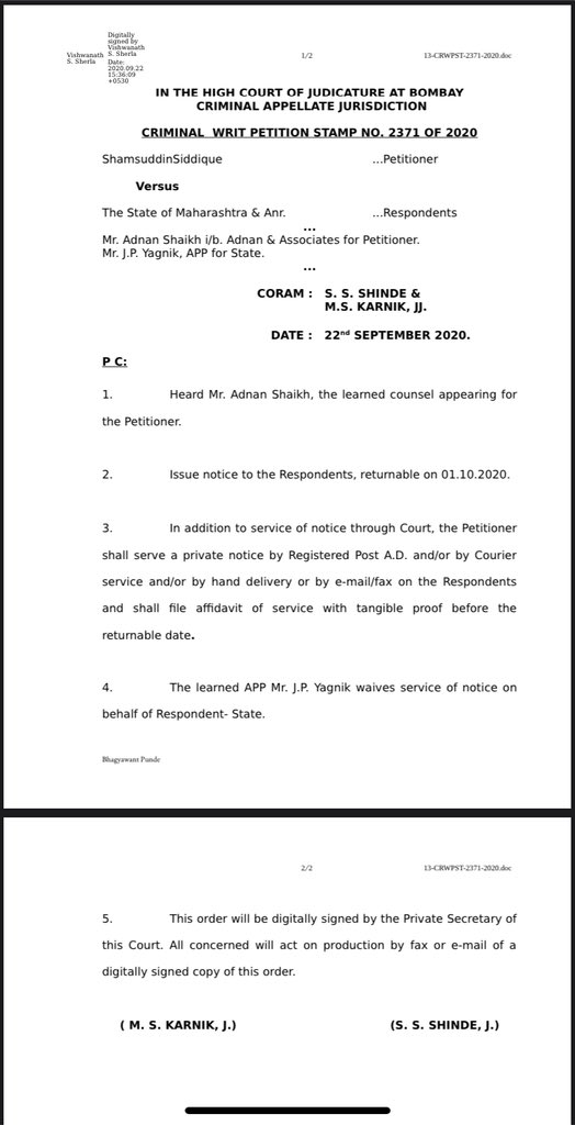 ASiddiqui2020's tweet photo. @ShamasSiddiqui you are a compulsive Liar. This is the Order Copy of the High Court. All your lies are only going to help me. You never got any stay earlier. Only today early evening you got interim bail. You have been lying to @MumbaiPolice and the world. Not for long!! https://t.co/4GpmbGVXYW