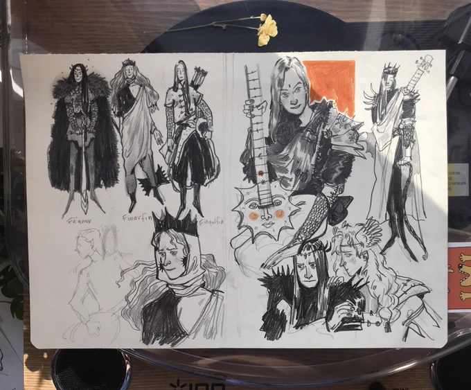 Page with Silmarillion sketches ?
 it isn't a print , it's 25x29cm size , made by soft pencil
- starting price is $25
- reply directly to the person with the highest bid to outbid
- you must outbid by $5
- international shipping including ✨
- PayPal 