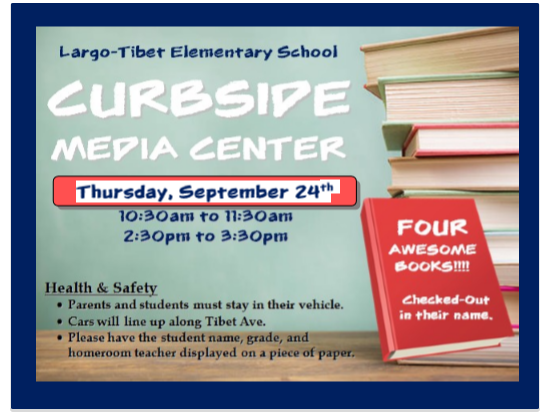 LargoTibetMC's tweet photo. Drop in for new books and curbside service! Don't forget to bring back the ones you have at home. #everyleopardleads #largotibetelementaryschool #sccpss #virtuallyunstoppable https://t.co/b0daXzEnHJ