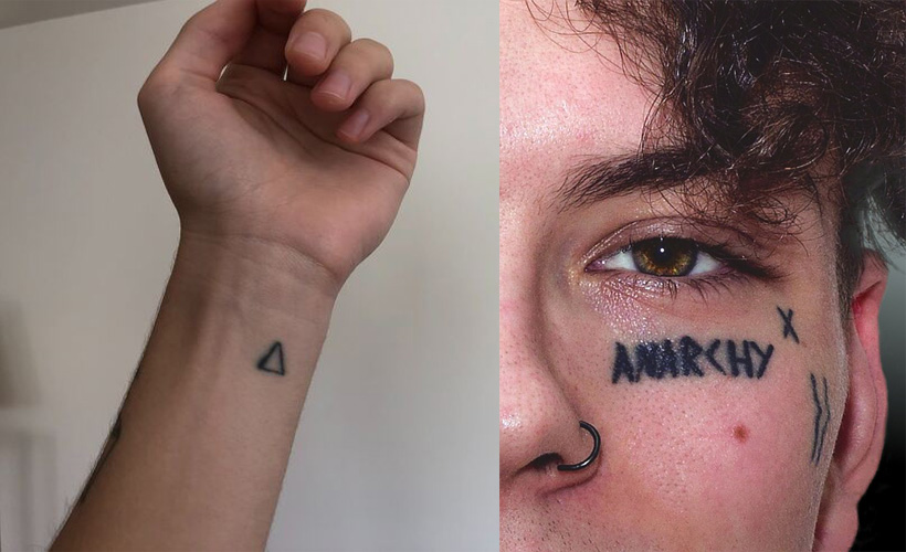 Reductress's tweet photo. 10 Stick-and-Pokes for When You Want to Look Like a High School Desk: https://t.co/hkq6K9n09w https://t.co/6K2ZPtv88r
