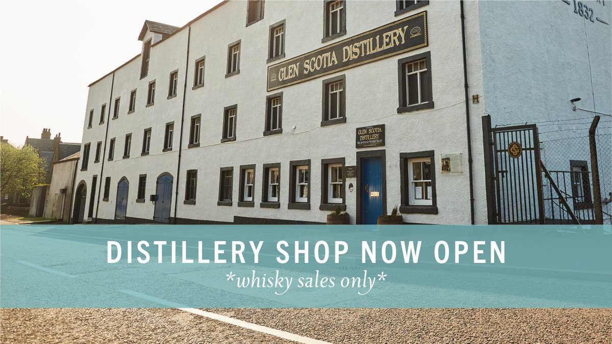Glen Scotia Distillery Shop is now back open for Whisky sales!

Tours &amp; tastings are still on hold until its safe for us to re-open, however if you're looking for a bottle you can now visit our shop.

Alternatively you can buy online at glenscotia.com/buy-online

#glenscotia