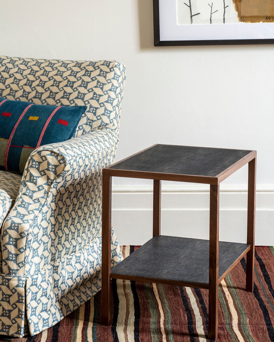 The Pimlico Etagère is next up in our showcasing of the new Eltham Collection.  A wonderful combination of wood and faux shagreen come together to create this compelling piece.