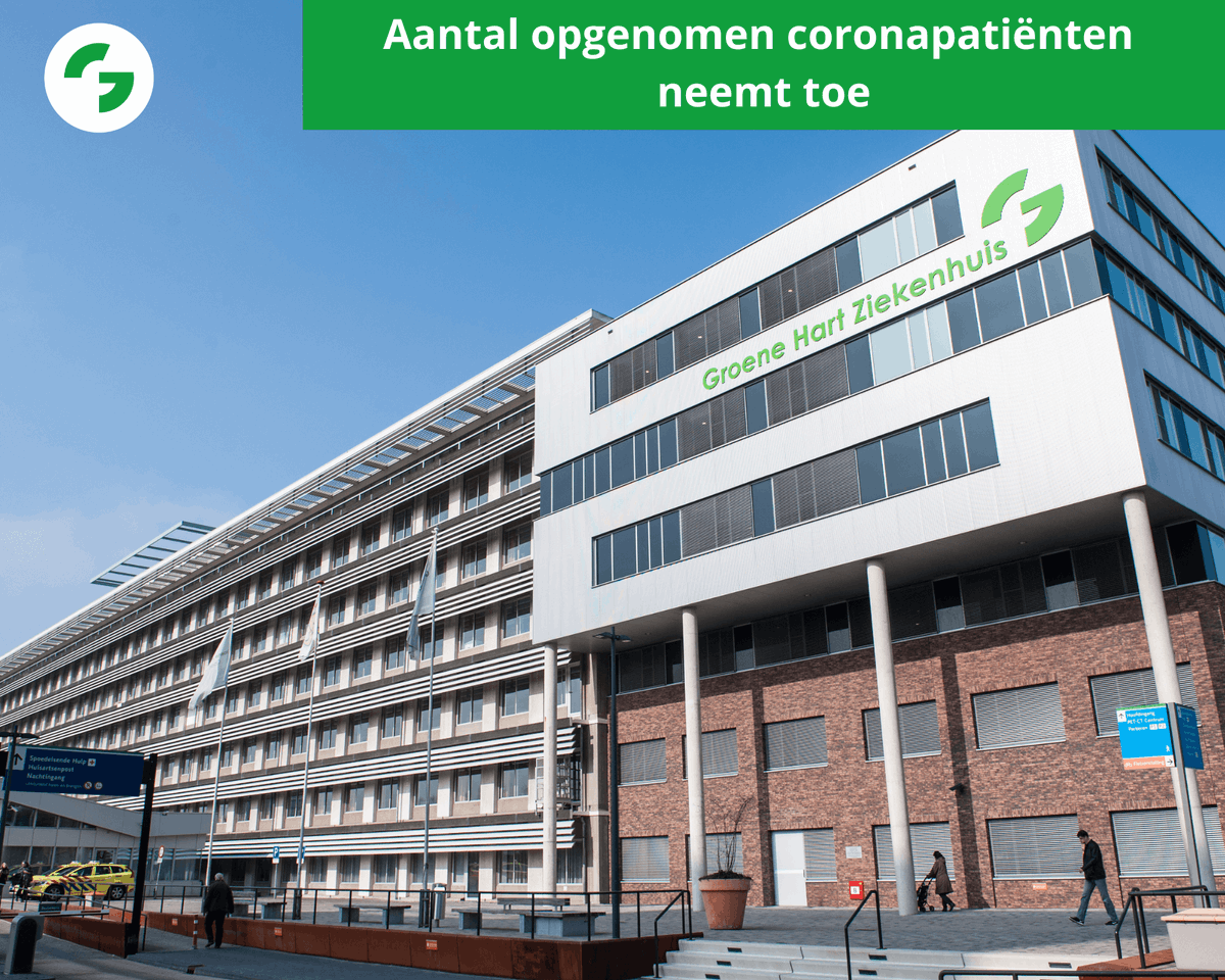 GHZGouda's tweet photo. Helaas stijgt het aantal coronapatiënten dat wordt opgenomen in ons ziekenhuis. Op dit moment gaat het om gemiddeld 7 patiënten. We verwachten een verdere toename en openen daarom morgen opnieuw een corona-verpleegafdeling. Lees hier het nieuwsbericht: https://t.co/0vQoAgbRd0 https://t.co/j3uQtdJnFd