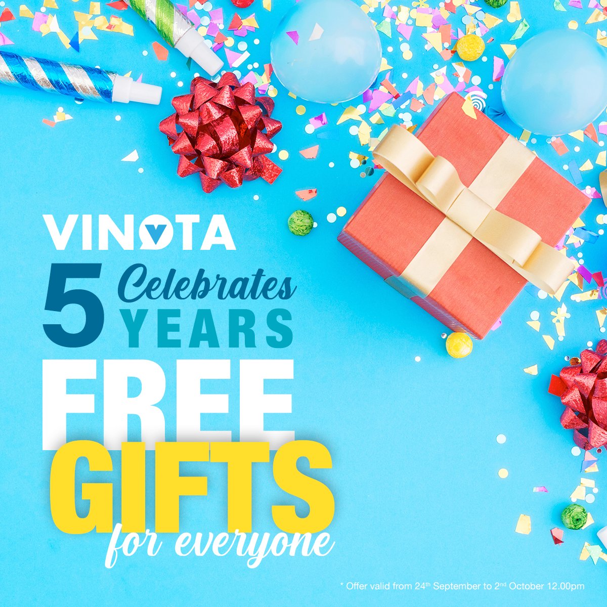 vinotaAPP's tweet photo. It’s been a great 5 years together. We are proud to be your preferred international calling service for 5 years. 

Let’s celebrate together. Recharge and get FREE credit, depending on how long you’ve been with us. https://t.co/jo2XDEkWIv
