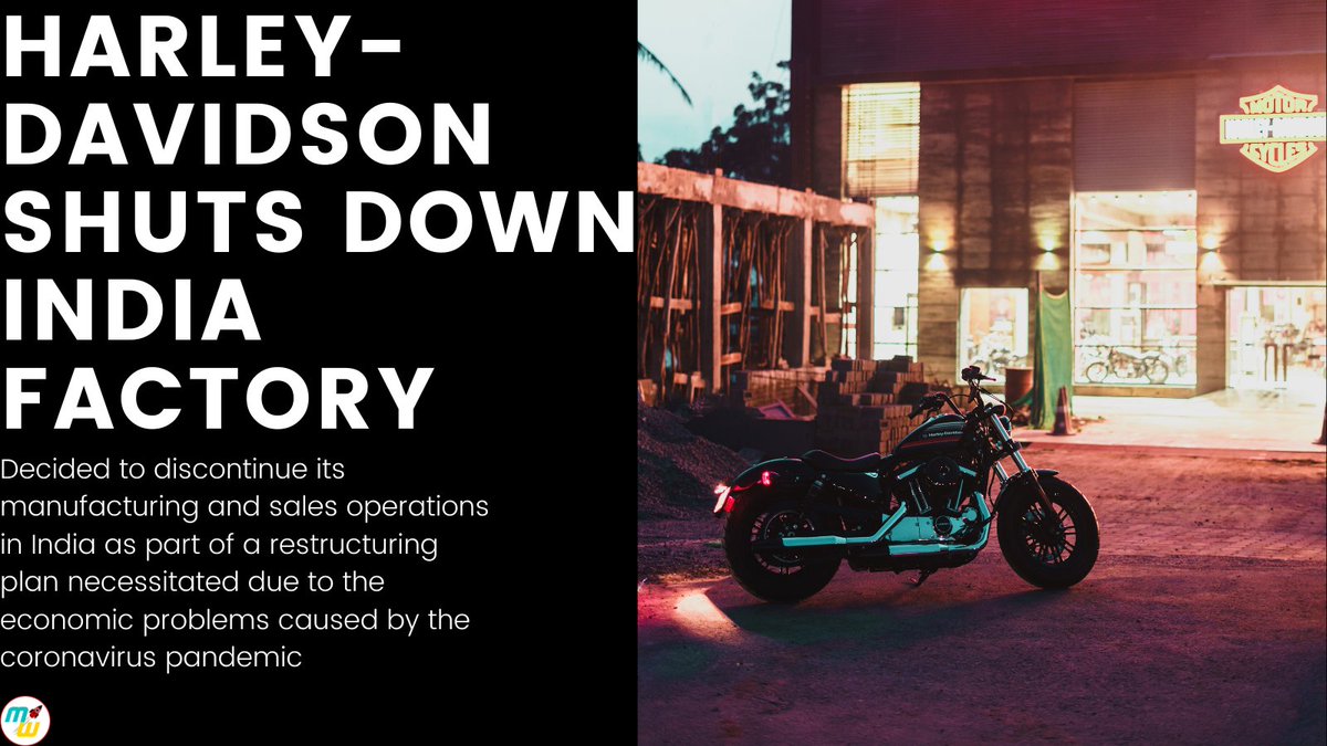MW_shorts's tweet photo. Harley-Davidson shuts down India factory!

#HarleyDavidson #HarleyDavidsonIndia #hog #coronavirus #COVID19 #IPL2020 #India https://t.co/4xsR9ZeFlx