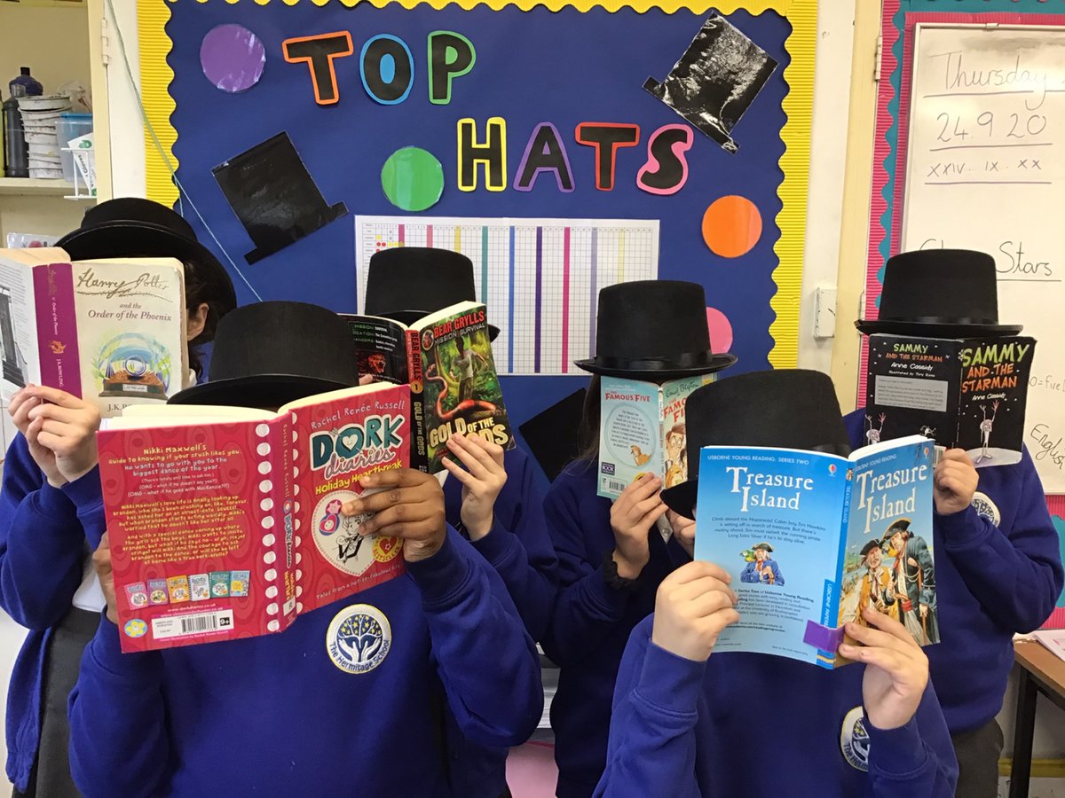 MrsNHudson's tweet photo. Congratulations to our first Reading Top Hat recipients! I wonder how many of Cherry Class will earn their hat before half term? 🎩 @jk_rowling @BearGrylls @DorkDiaries @TheHermitage @Mrs_Kimani #readingrocks #primaryreading https://t.co/ekwmozXo4b