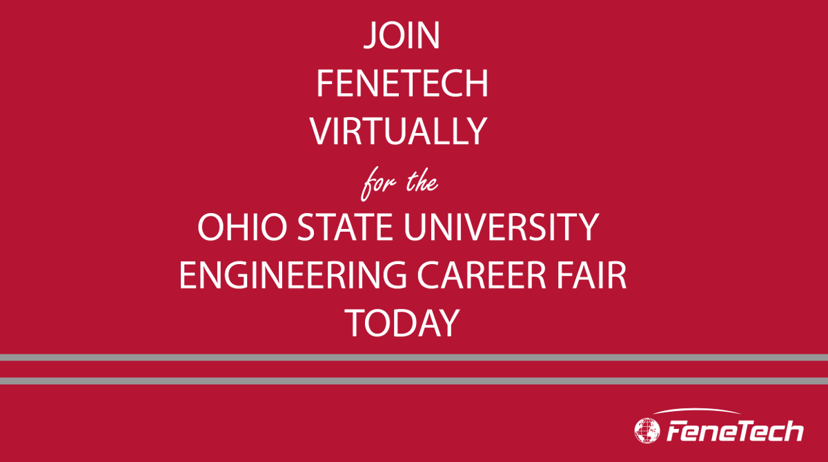FeneTech's tweet photo. FeneTech is proud to be virtually attending The Ohio State engineering career fair today. If you cannot attend, please visit our website for more information about our positions or submit your resume to careers@fenetech.com. #CareerFairs #NowHiring #JobsinTech #JobsinSoftware https://t.co/Esd35JLCfr