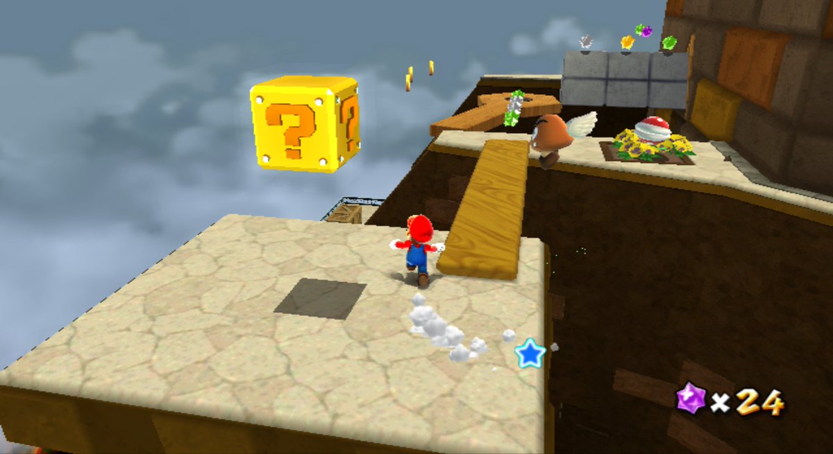 Comet Observatory on Twitter: "Throwback Galaxy is a galaxy in Super Mario Galaxy 2 that references Whomp's Fortress from Super Mario 64. In it, there's a wall that's broken in one of