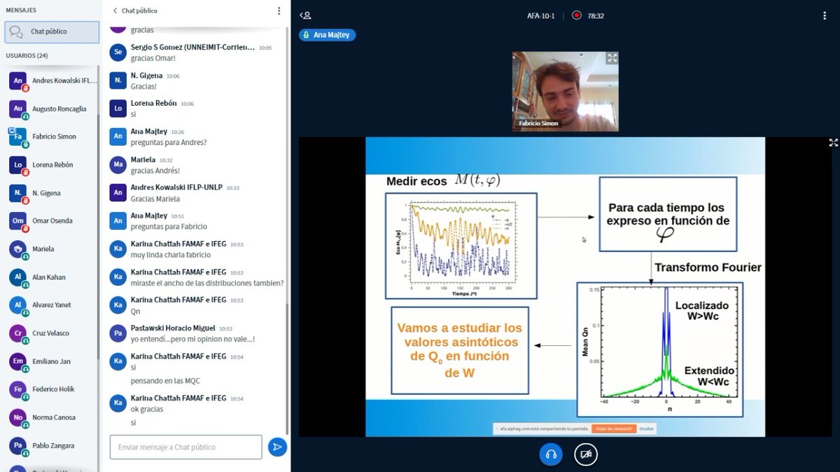 NMRLabCordoba's tweet image. Great presentation today at the 105 AFA meeting by one of our PhD students Fabricio Lozano. #Localization #SpinDynamics #HPC #OTOCs #ManyBodyPhysics