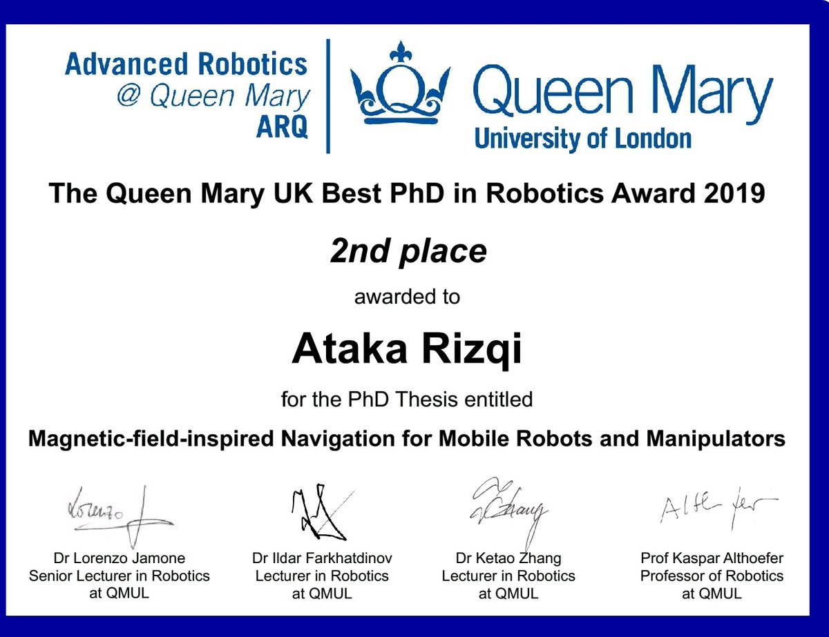 Di utas ini, saya ingin berbagi tentang beberapa challenges selama perjalanan PhD sampai berhasil lulus dan alhamdulillah mendapat 2nd winner Queen Mary UK Best PhD in Robotics Award 2019. Mungkin sudah banyak yang membahas PhD journey-nya, tapi moga-moga tetap ada manfaatnya.