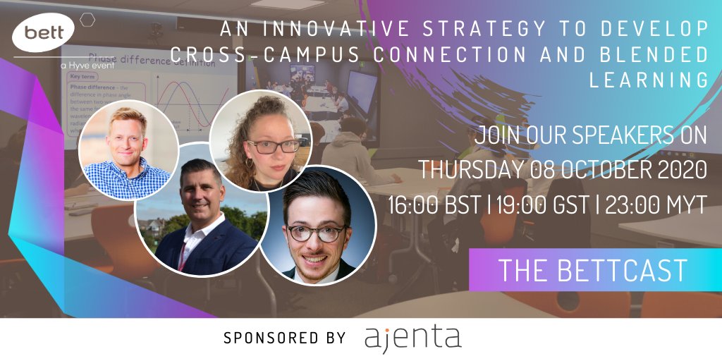 Bett_show's tweet photo. You're invited to the next #Bettcast: 'Student Engagement, Connection and Attainment', sponsored by @AjentaNews.

Join Ajenta CEO @jswilson77, @USP_college's Principal &amp; CEO Dan Pearson, incl. Christel McCarthy and James Parker.

Register for FREE here: https://t.co/anakDFyaXO https://t.co/ryZ1KHi9rl