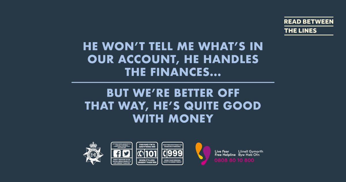 #DomesticAbuse can be financial, sexual, emotional, threatening, controlling … it takes many forms 

#ReadBetweenTheLines

If you or someone you know is struggling, there are many agencies who can help.

<a href="/LiveFearFree/">Live Fear Free</a>