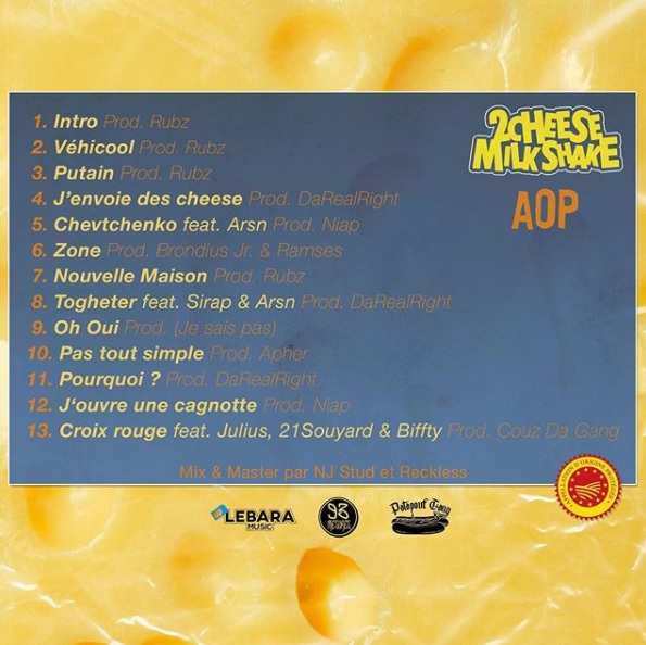 16x16FR's tweet photo. #TRACKLIST : Découvre la tracklist du projet "#AOP" de 2CheeseMilkShake dispo le Vendredi 25 Septembre !
Feats : @Biffty93 , @SirapXV , @Coach_Banger , @JuliusCRNG &amp; @21Souyard 
@2CheeseMilkshak https://t.co/Q88TW9nLg2