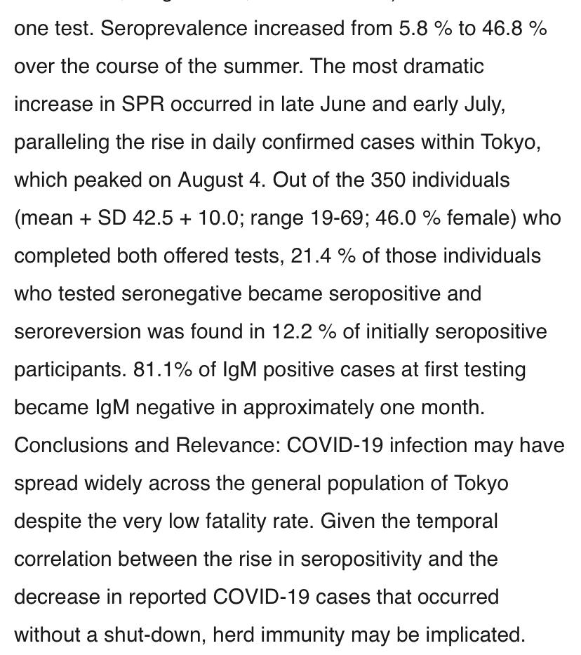 Huge covid news here if this paper is correct. Japan has been a mystery for some time now looks like they had large spread and just no excess deaths. https://www.medrxiv.org/content/10.1101/2020.09.21.20198796v1