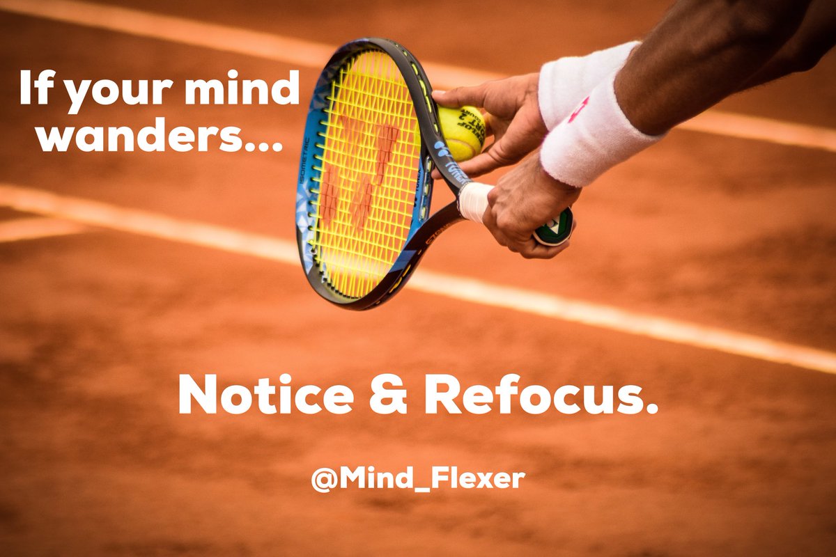Mind_Flexer's tweet photo. It’s inevitable that your concentration will wander. Your mind is doing what minds do. The trick is to notice the wandering & bring your awareness back to the here & now with a sense of purpose & gratitude. #FlexibleMind #sportpsychology #NoticeRefocus https://t.co/RUDUISB0LA