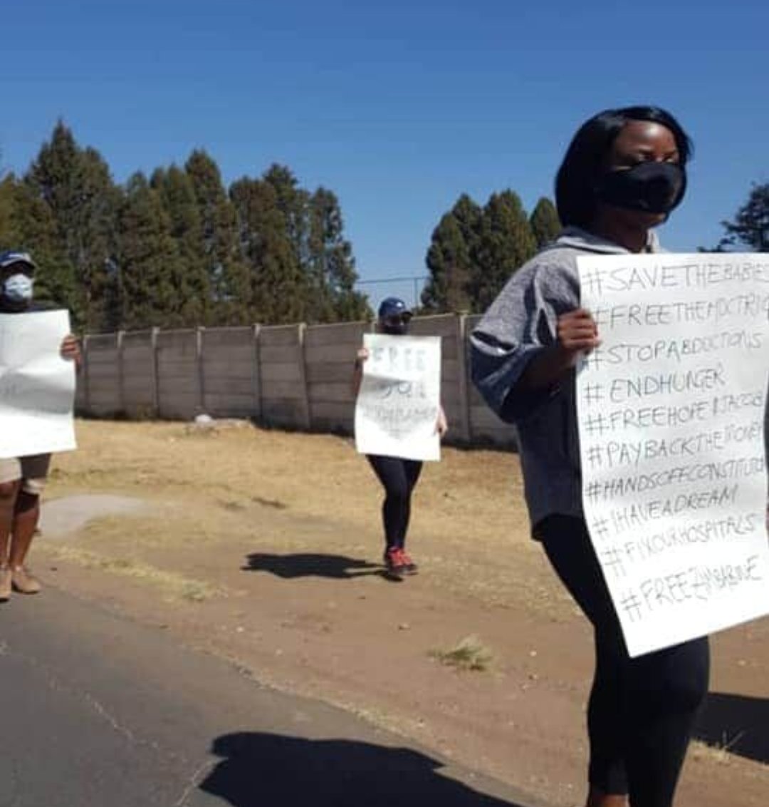 Our criminal matter is yet to start. We are now being prosecuted in the Anti-Corruption Court by the President's Special Unit because one of the protesters had a poster written 'No to Corruption.' We have changed courts 4 times this morning.