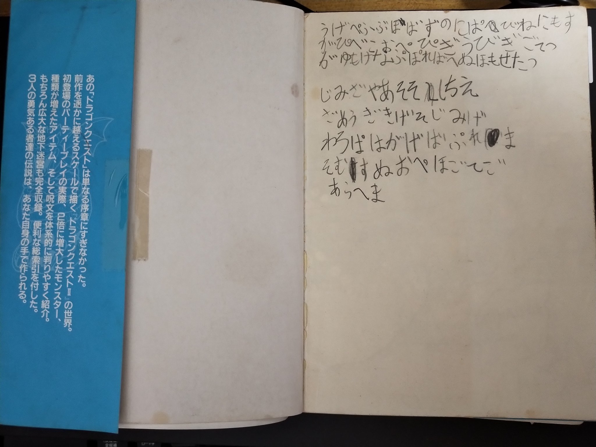 ヨーヨー レトロゲームエンジョイ勢 荷物を整理してたらドラクエ２の攻略本が出てきて 少年時代の私の汚い字でふっかつの呪文が書いてあった 改めて呪文を入れたら 予想通り じゅもんがちがいます おい過去の自分 ちゃんとメモしろ あと