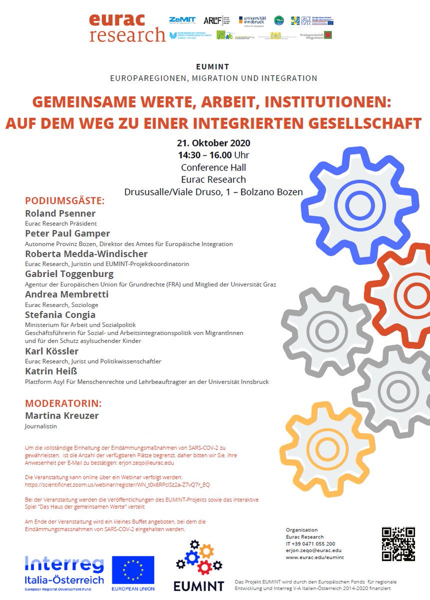 Eumintproject's tweet photo. 🌟 almost everything is #ready for our #Final #Conference ‼️🤩
📝21 October ⏰ 2:30 - 4 PM 
🇪🇺 An #interdisciplinary #discussion with #experts from different #EU countries
#EUMINT 4 #CommonValues #Civic #Labour #integrationforconan 
@EURAC @EuracMinorities @Euregio_Tirol https://t.co/DqgFLQSOZj
