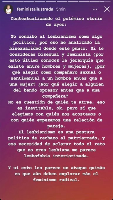 ¡Que el lesbianismo no es una ideología política, sino una orientación sexual! 
#FeministaIlustrada