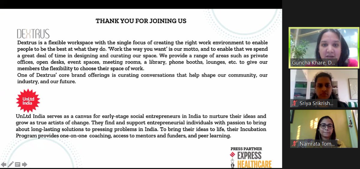 Our masterclass series, #DesigningBetterHealthcare, has begun with Sriya Srikrishnan, Project Manager
 <a href="/namratatomar4/">NamrataTomar</a>, Senior Field Manager from <a href="/dimagi/">dimagi</a>.
<a href="/avpn_asia/">AVPN</a> <a href="/unltdindia/">UnLtd India</a> <a href="/ExpHealthcare/">Express Healthcare</a>  <a href="/sankalpforum/">Sankalp Forum</a>
<a href="/GunchaKhare/">Guncha Khare</a>