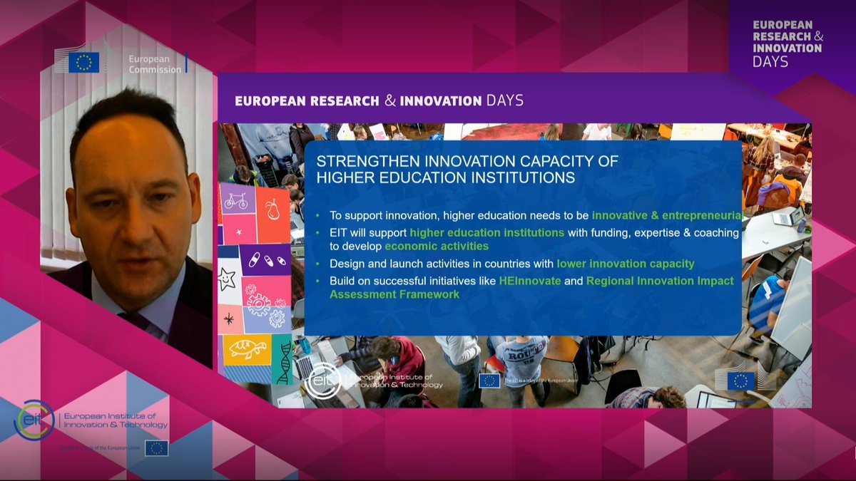EITeu's tweet photo. #HE is critical for innovation in Europe. #EITCommunity will empower higher education institutions to become leaders in their field that drive #EUinnovation
Marton Herczeg presents how #FutureEIT will power education to become more entrepreneurial
#EITForum #RiDaysEU https://t.co/xgIRpvfduN