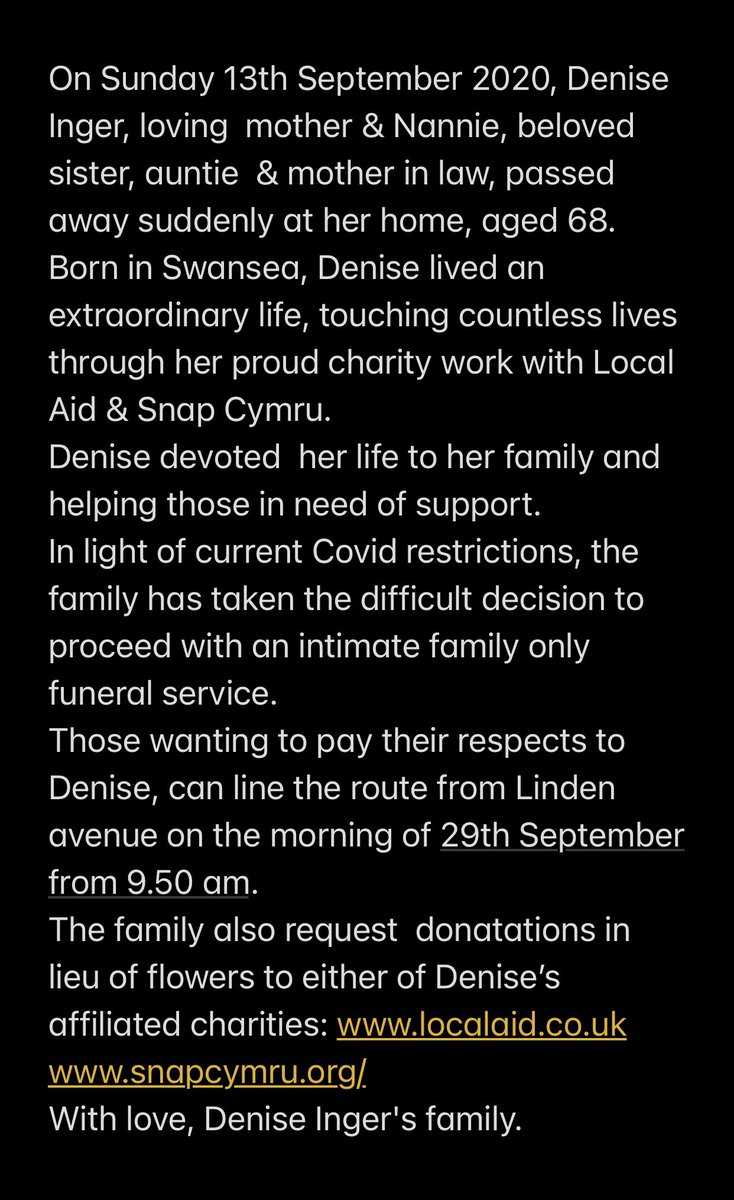 RichardMylan's tweet photo. For all those who knew my incredible mother Denise, Truly one of a kind....With love from our family. https://t.co/XRV2y6EoWy