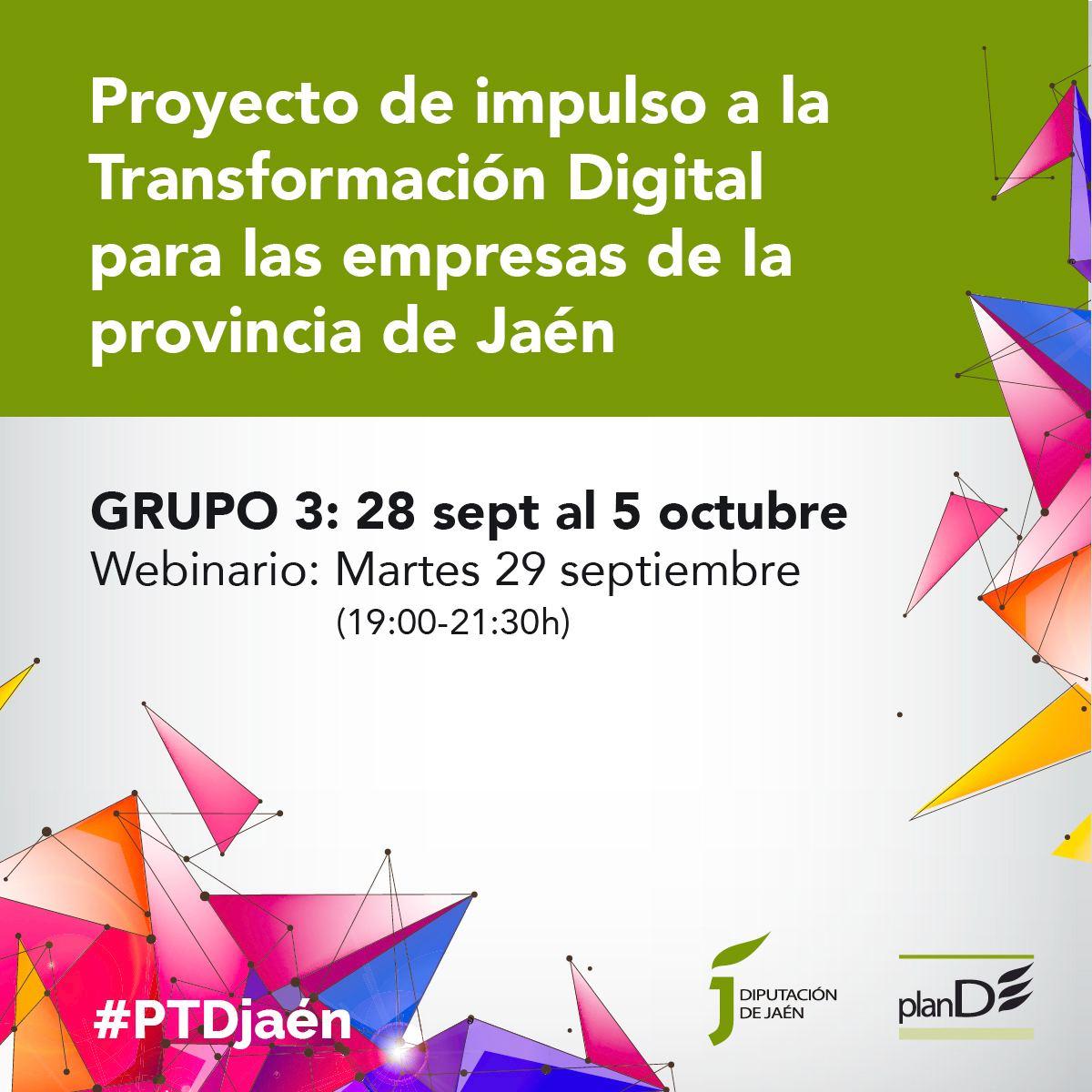 miralles_isabel's tweet photo. ¿Eres de las empresas que apuestan por la #TransformaciónDigital? 
Participa en #PTDjaén un proyecto para las micropymes y pymes de la provincia de #Jaen. 

Próximo grupo día 29 de septiembre. Reserva tu plaza en el siguiente enlace: 

https://t.co/d8BW9xVBGr https://t.co/k2oIvkUJ0Q