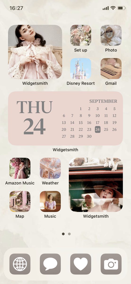 _ladytramp's tweet image. iPhoneのios14にして、ホーム画面改造💎💕🩰🤍

可愛くなったぁ〜！嬉しい。ずっと観ていられる。2枚目もやろうっと！

#widgetsmith #ショートカット