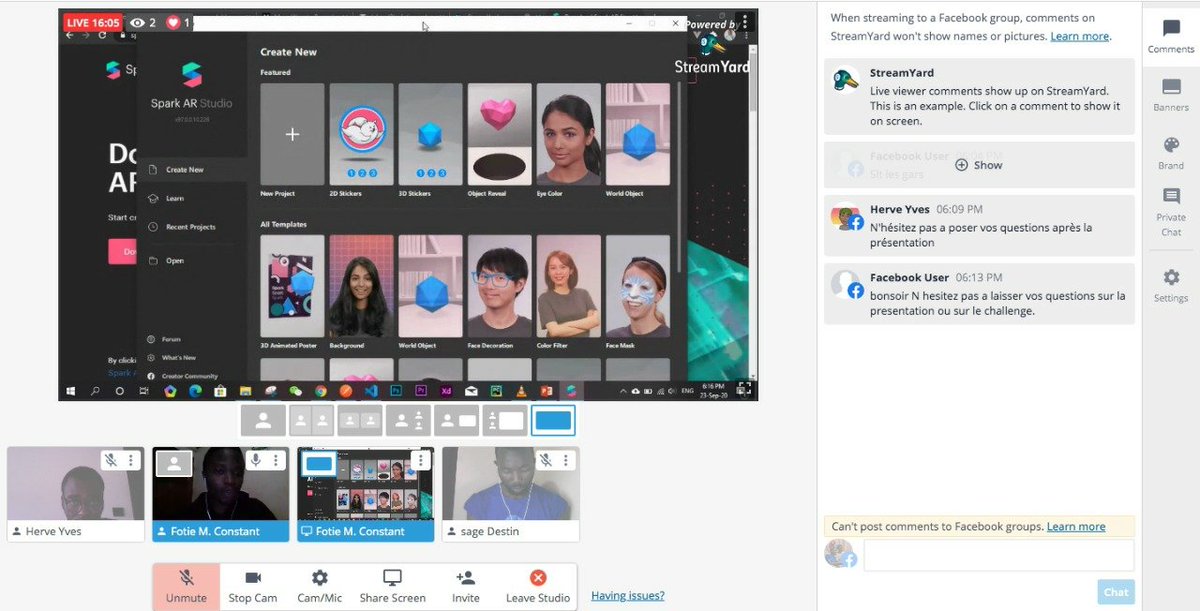herveyves2's tweet image. Hier nous avons pris part à cette impressionnante présentation sur Spark Ar thx @fotie_codes 
#devccommunitychallenge
