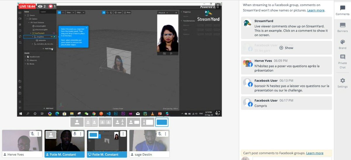 herveyves2's tweet image. Hier nous avons pris part à cette impressionnante présentation sur Spark Ar thx @fotie_codes 
#devccommunitychallenge