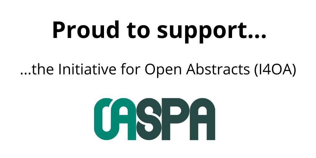 The Initiative for Open Abstracts is a sister to @i4oc_org. I4OA requests scholarly publishers to make abstracts openly available by depositing them to @CrossrefOrg. As a signatory to @open_abstracts we applaud @OASPA for officially agreeing to support the initiative. #OASPA2020