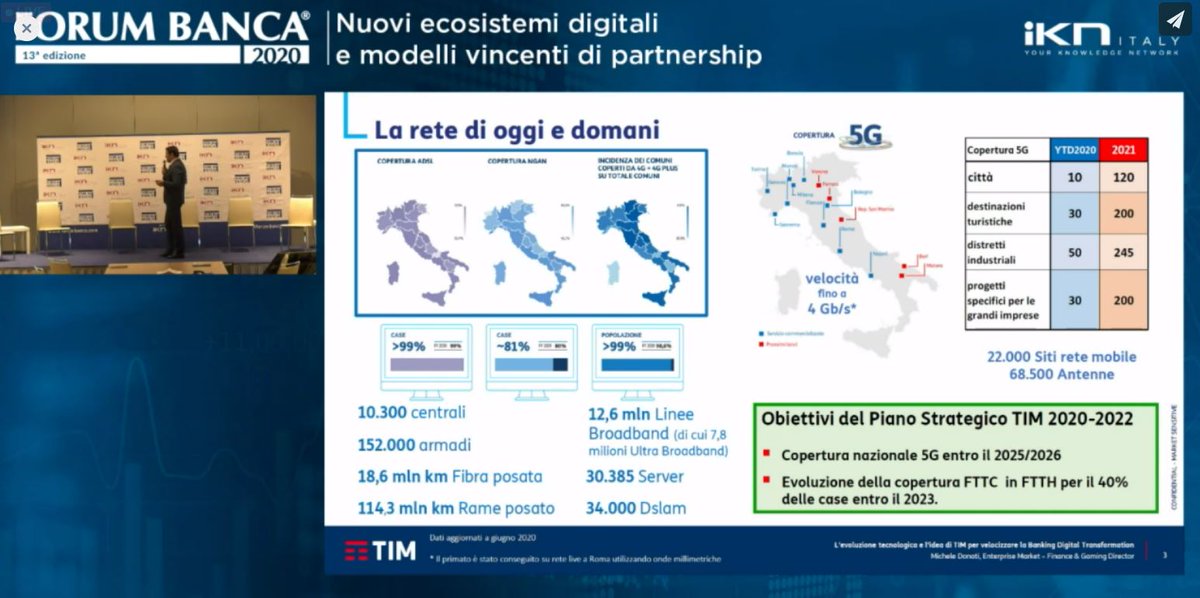 “È il momento della convergenza fra Rete Fissa e Mobile. Per la Rete Fissa abbiamo 114 milioni di km di rame, quindi rifare in Fibra ottica tutto il rame presente è un’impresa titanica” #MicheleDonati a #ForumBanca